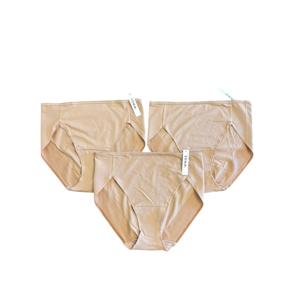 New Soma Vanishing Edge High Leg Panties Womens Sz L Warm Amber 3 Pk 0525